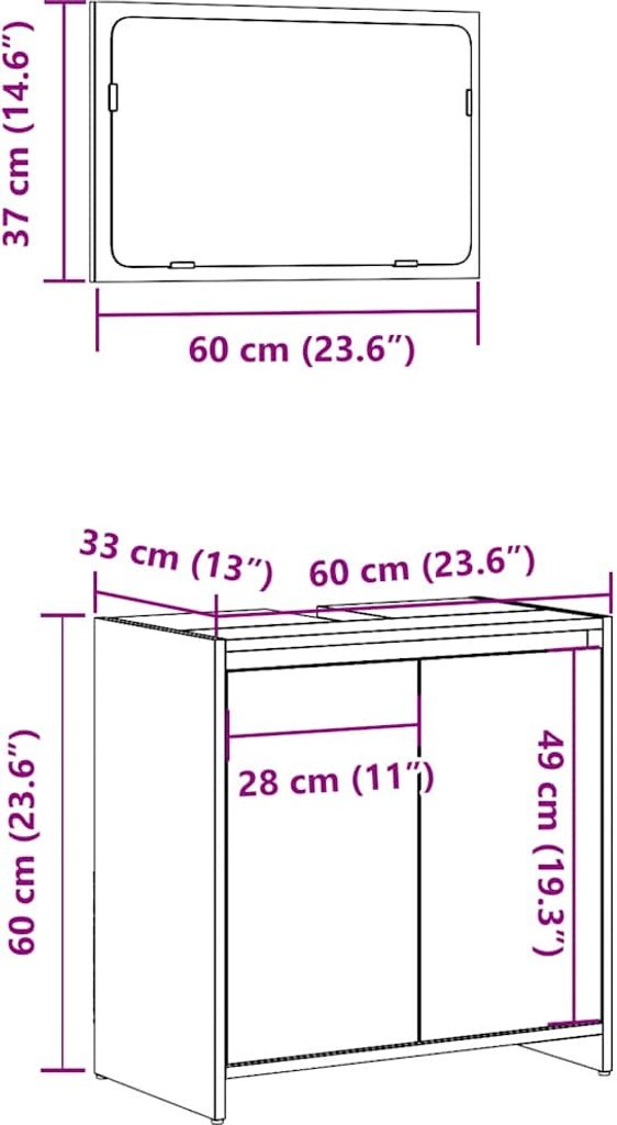 CLORIS 2-tlg. Badmöbel-Set Betongrau Holzwerkstoff 856066 Produktbild 10