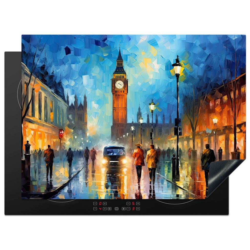 KitchenYeah Herdabdeckplatte London - Big Ben - Uhrenturm - Stadt - Kunst , 70x52cm, Küche Deko, Glaskeramikkochfeld Herdabdeckung, Abdeckplatte...