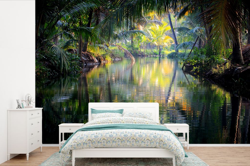 MuchoWow Fototapete für Wohnzimmer oder Schlafzimmer Wandtapete Vinyl Motivtapete Tropische Reflexion - 600x400 cm - Vinyltapeten