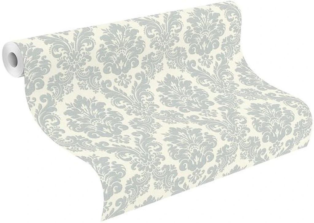 Unyqoos Stilvolle Non-Woven Tapete in Blau Beige mit klassischem schicken Muster, Blau