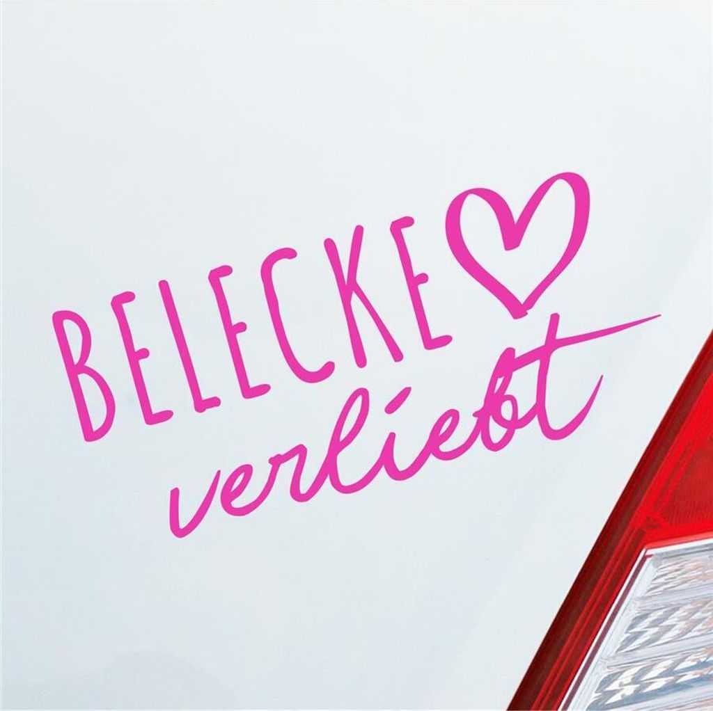 Auto Aufkleber Belecke verliebt Herz Stadt Heimat Liebe Car 19x9 cm Pink Sticker Heckscheibenaufkleber