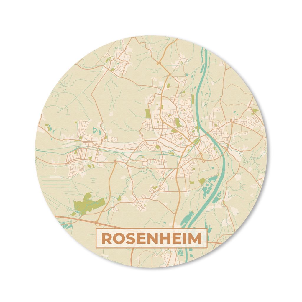 MuchoWow Mauspad Mousepad Rosenheim - Karte - Vintage - Stadtplan 40x40 cm - Mousepads - Maus Mat - Pad - Mausunterlage - Schreibtisch Accessoires