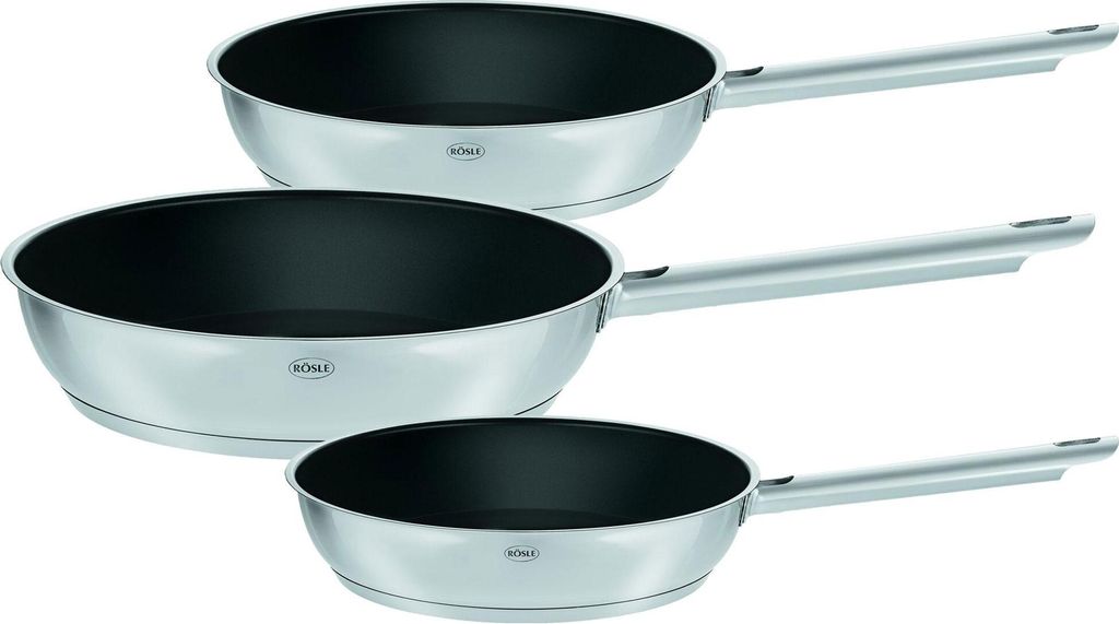 Rösle Pfannenset ELEGANCE 3-tlg. Edelstahl PTFE ProPlex schwarz