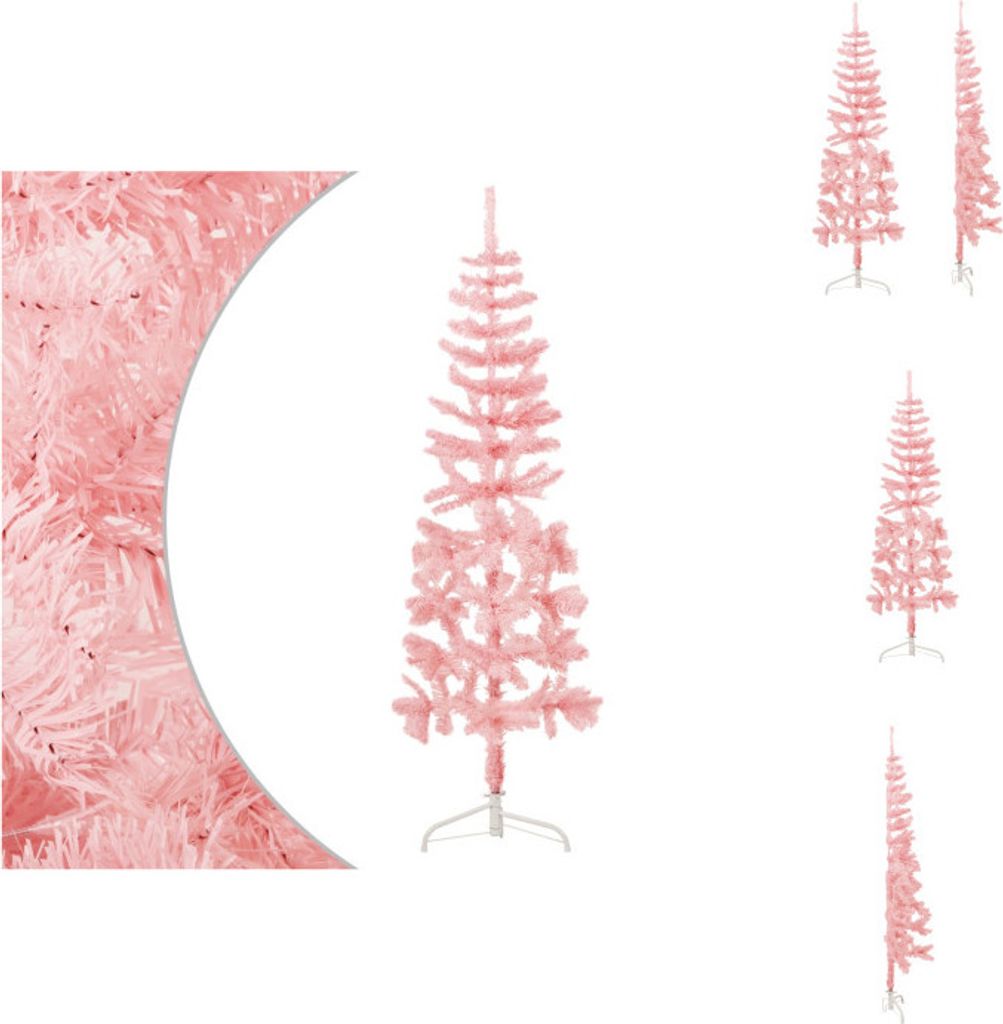 vidaXL Künstlicher Halb-Weihnachtsbaum mit Ständer Schlank Rosa 120 cm - Weihnachtsbäume