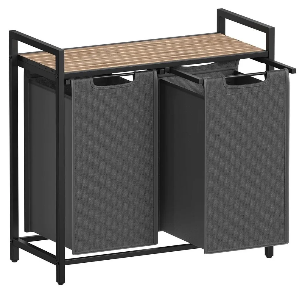 Organisateur de linge coulissant 2 bacs gris anthracite L73 cm