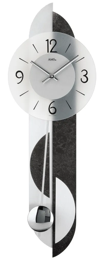 Horloge murale design pour salon avec pendule en pierre et aluminium