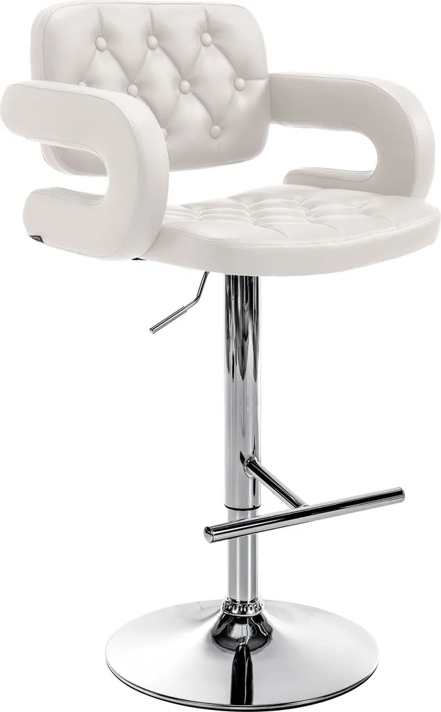 Tabouret de bar pivotant Dublin blanc avec dossier et pied chromé