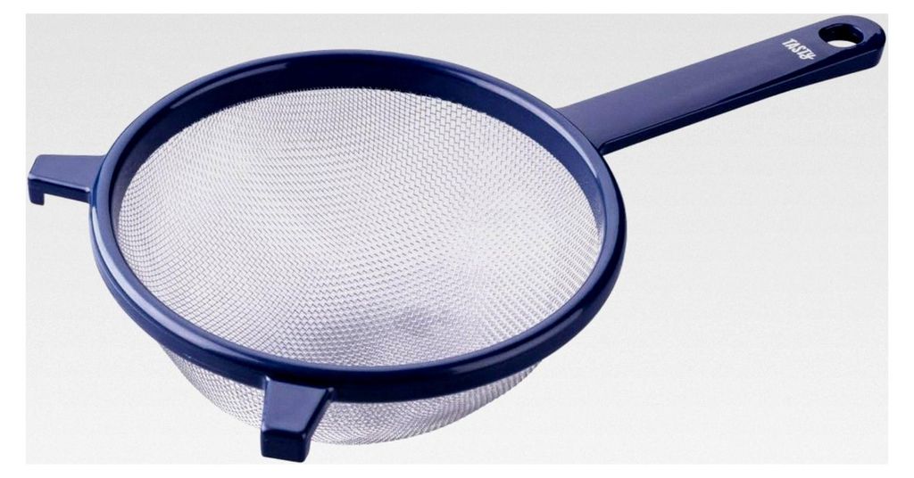 Sieb aus Edelstahl mit ABS-Kunststoffgriff, Ø17x33x8cm, geeignet zum Waschen, Abtropfen und Passieren, spülmaschinenfest, rostfrei,, Farbe: Blau/...
