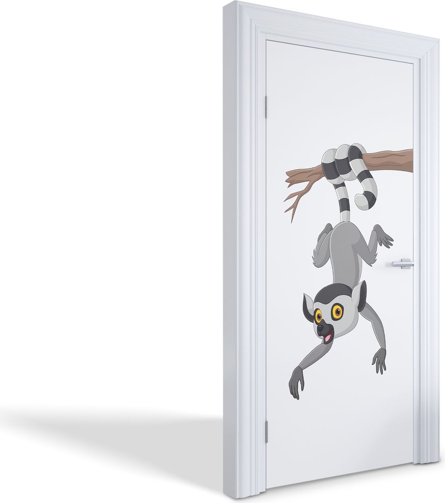 Türfolien Design Selbstklebende Wandsticker Türtapeten - Lustiger Lemur - 95 x 205 cm