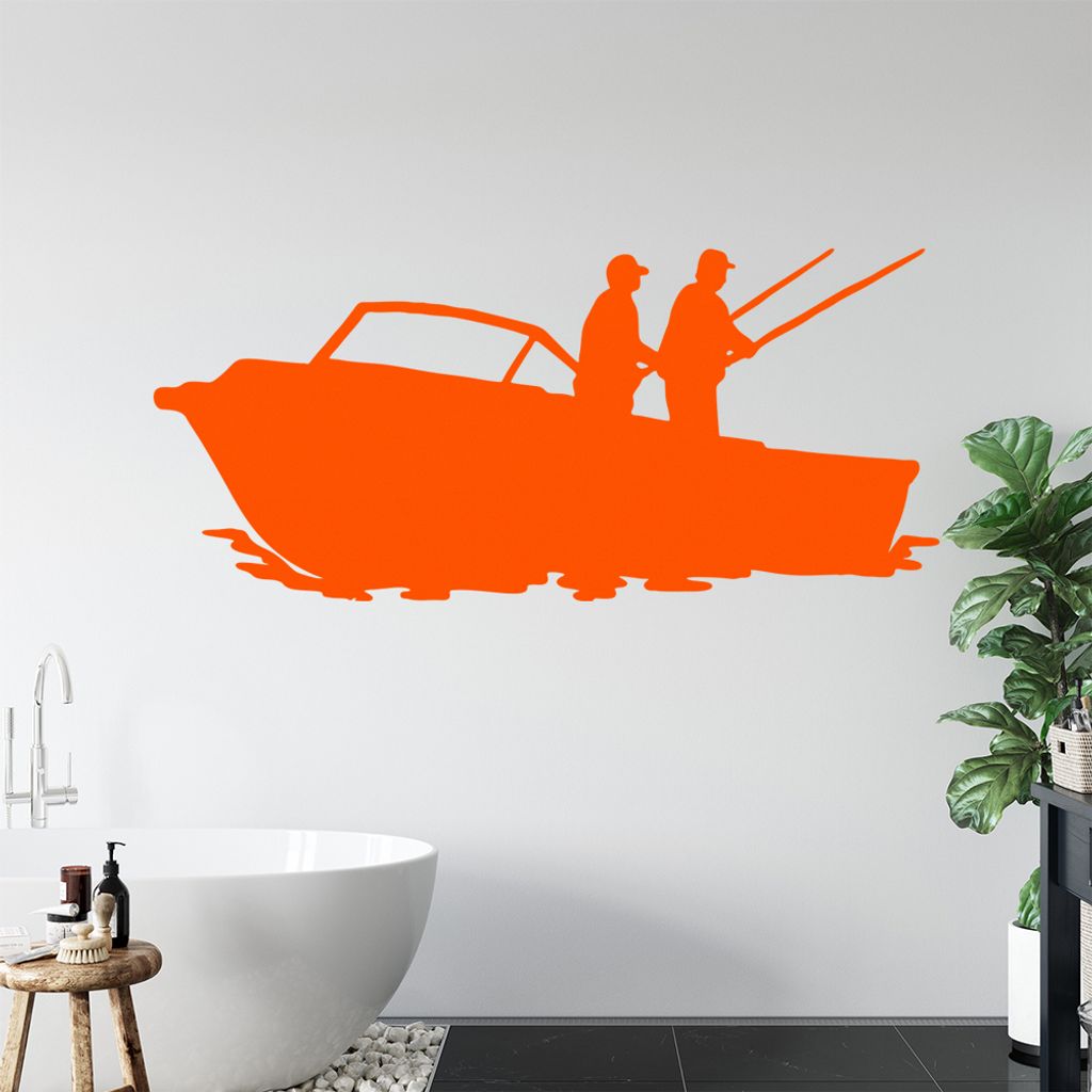 hauptsachebeklebt KIWISTAR Fischerboot - Finger Meer Angeln Fisch Wandtattoo in 6 Größen - Wandaufkleber Wall Sticker - Dekoration, Küche, Wohnz...