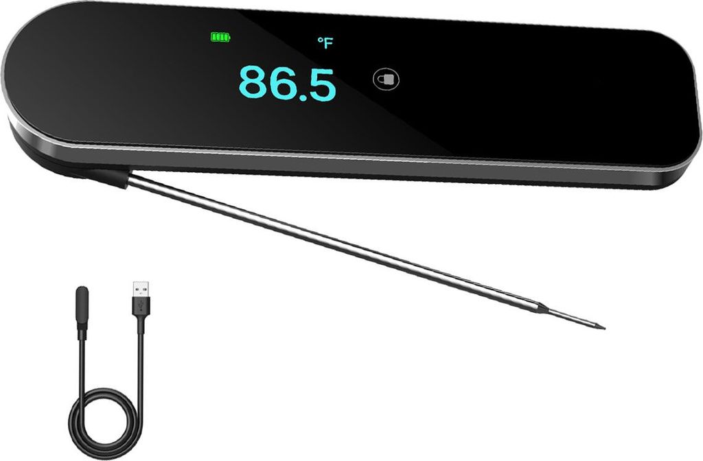 Professionelles Fleischthermometer, Digitale Sofortanzeige, OLED-Display, 0,6 Sekunden Reaktionszeit, IP67 Wasserdicht, Für Grillen & Kochen
