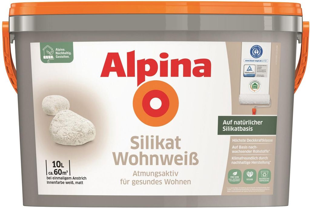 Alpina Silikat Wohnweiß Wandfarbe 10 L Produktbild 