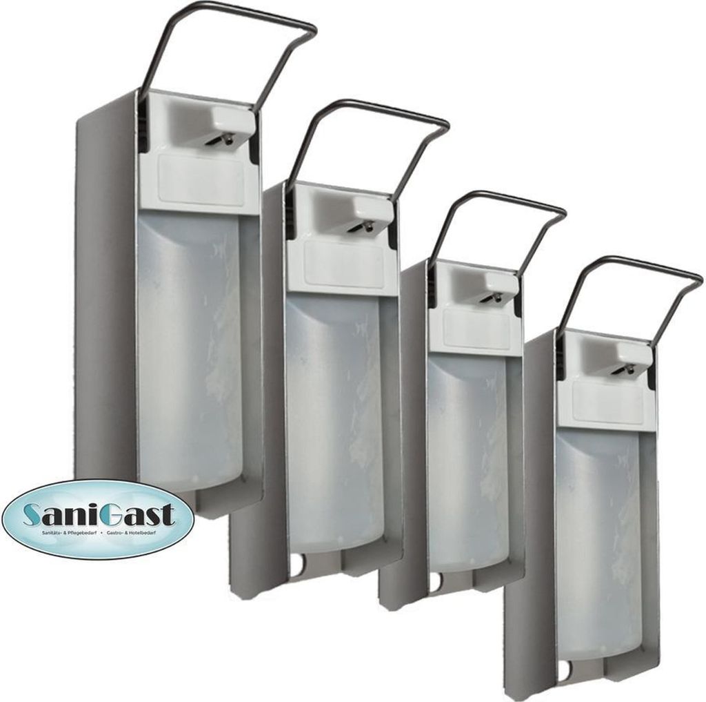 4 Desinfektionsspender Alu 500 ml Euronorm - kurzer Hebel - Leerflasche