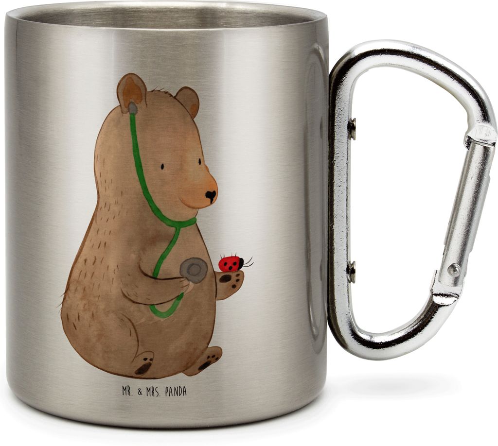Mr. & Mrs. Panda Thermobecher Bär Arzt - Transparent - Geschenk, thermotasse, Becher Aus Edelstahl, Trinkbecher, Isolierbecher, Teetasse, Professo...