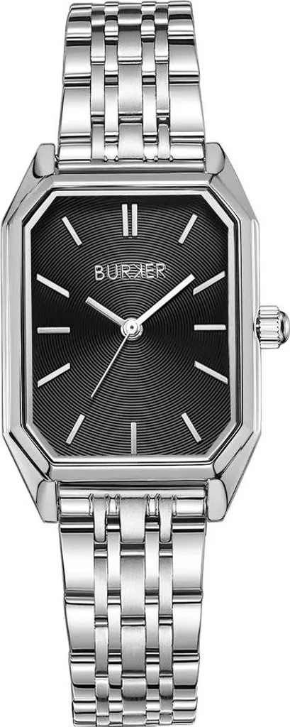 Orologio BURKER Isabell Argento Nero 36mm | Raffinatezza Rettangolare