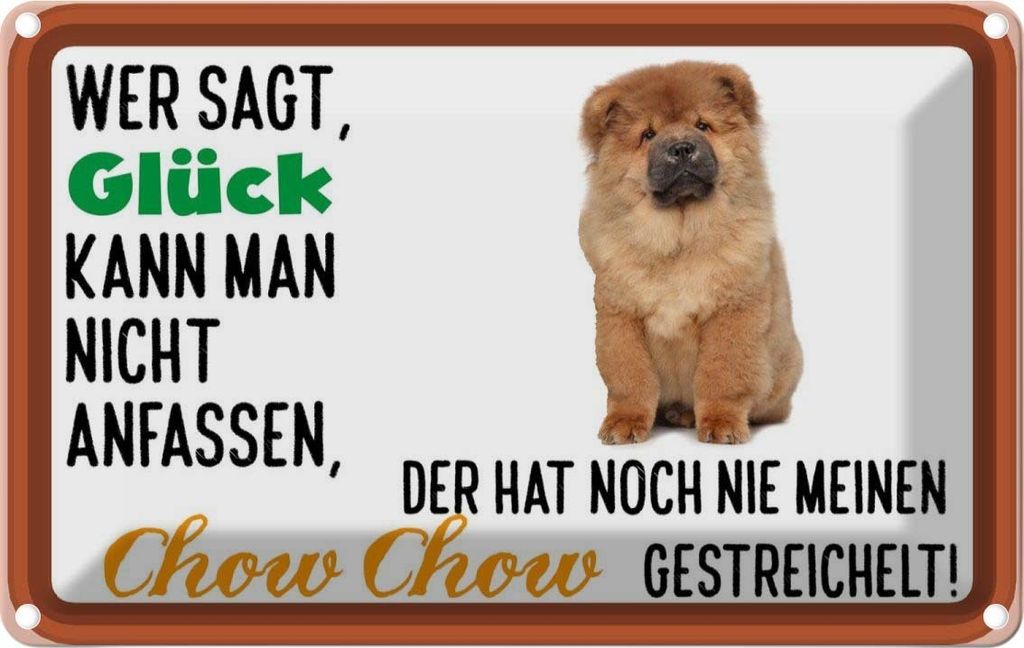 vianmo Blechschild 20x30 cm Glück nicht anfassen Chow Dekoration Hund