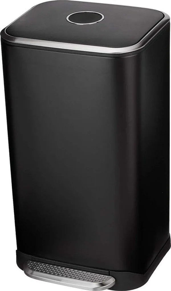 Poubelle rectangulaire 32L noire à pédale et fermeture douce silencieuse