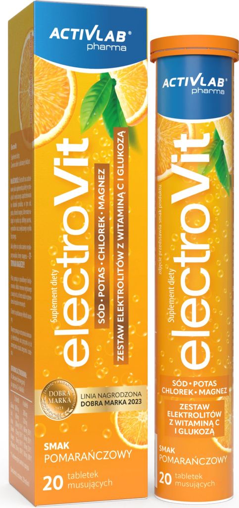 Activlab Pharma ElectroVit – Elektrolyt-Komplex mit Vitamin C, Brausetabletten, Orangengeschmack, 20 Stück