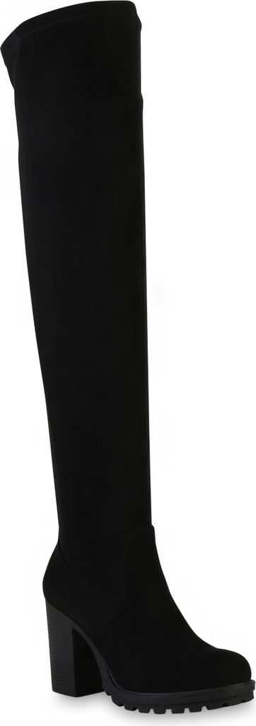 VAN HILL Damen Overknees Stiefel Profil-Sohle Schuhe Produktbild 