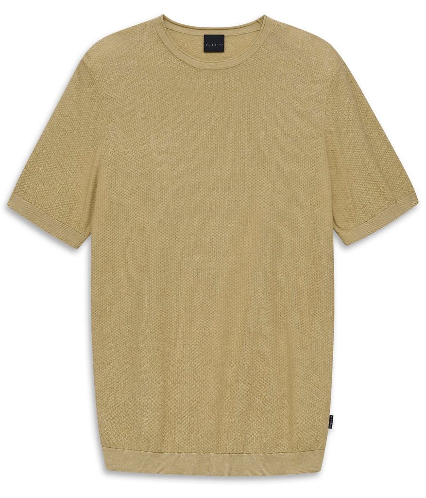 Bugatti Herren T-Shirt mit 1/2 Arm, aus strukturiertem Strickmaterial in Jaspe