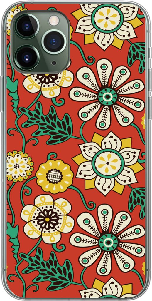 MuchoWow Handyhülle Schutzhülle Hülle für Telefoonhoesje iPhone 11 Pro Design - Blumen - Hippie - Retro Silikon Softcase Handy Hülle - Handy