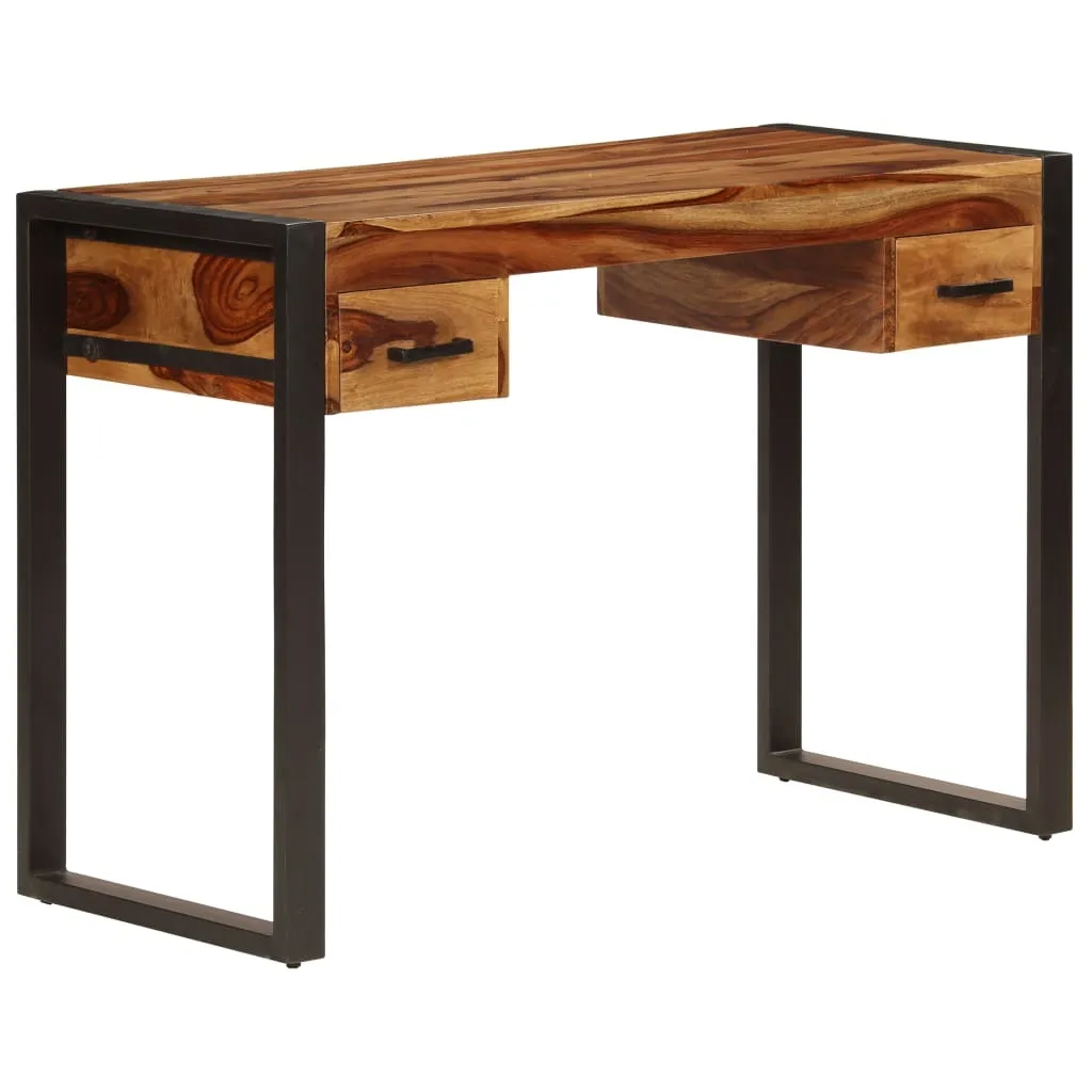 Bureau de travail scandinave en bois massif avec deux tiroirs de rangement