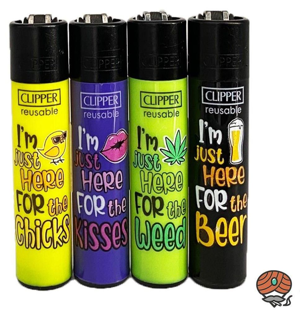 Clipper Reibradfeuerzeuge Slogan #40, 4 Stück