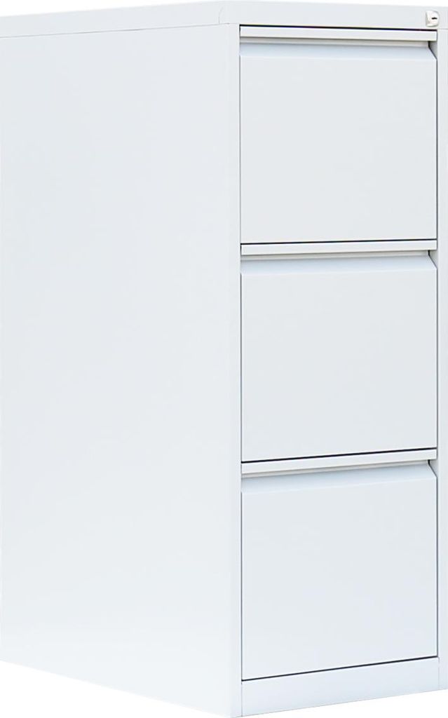 Stahl Büro Hängeregistratur Schrank Bürocontainer 101x40x62cm (HxBxT) mit 3 Schüben, einbahnig Weiß 560317