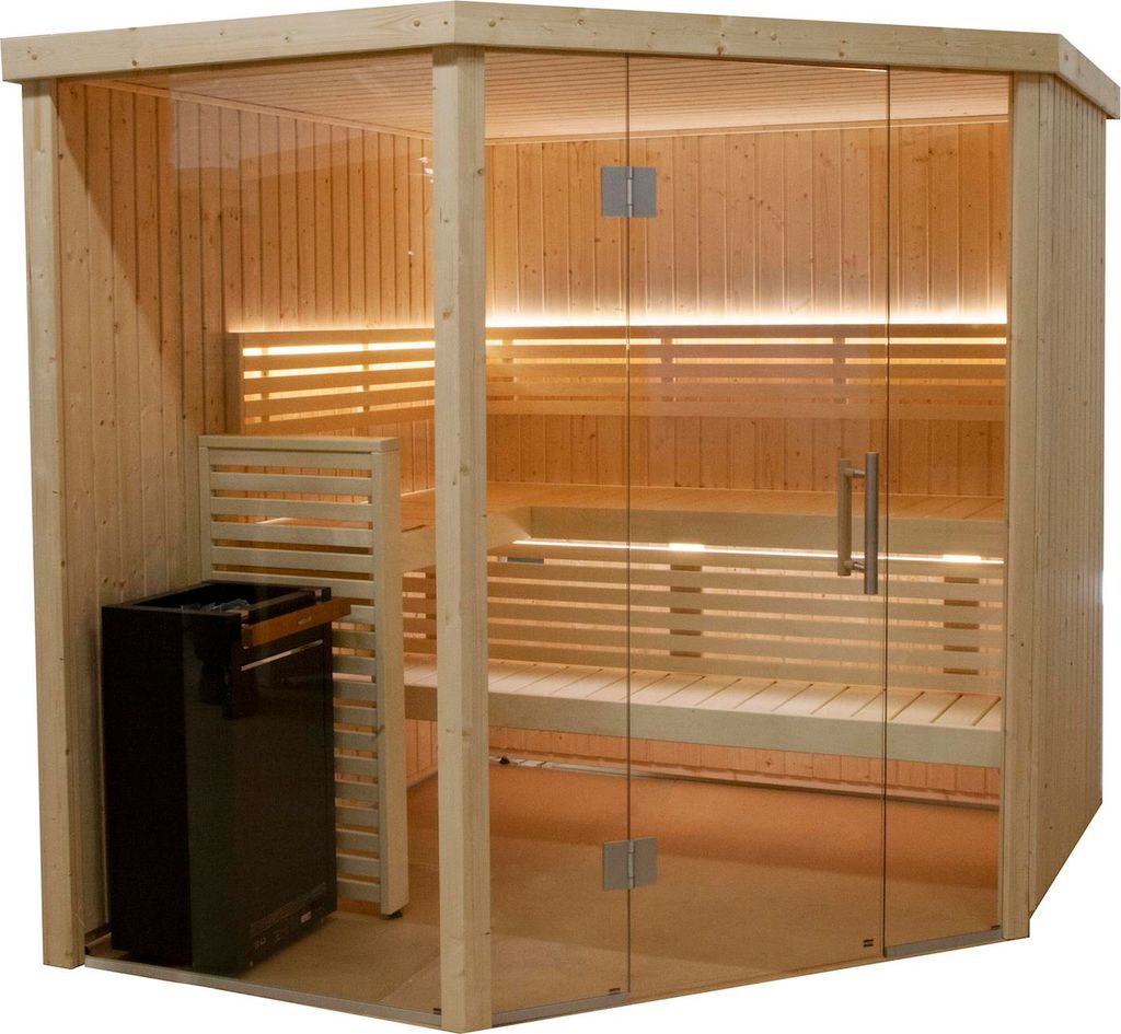Harvia Variant View Corner Large Sauna Saunakabine aus Fichte ca. 206 x 203 x 201 cm