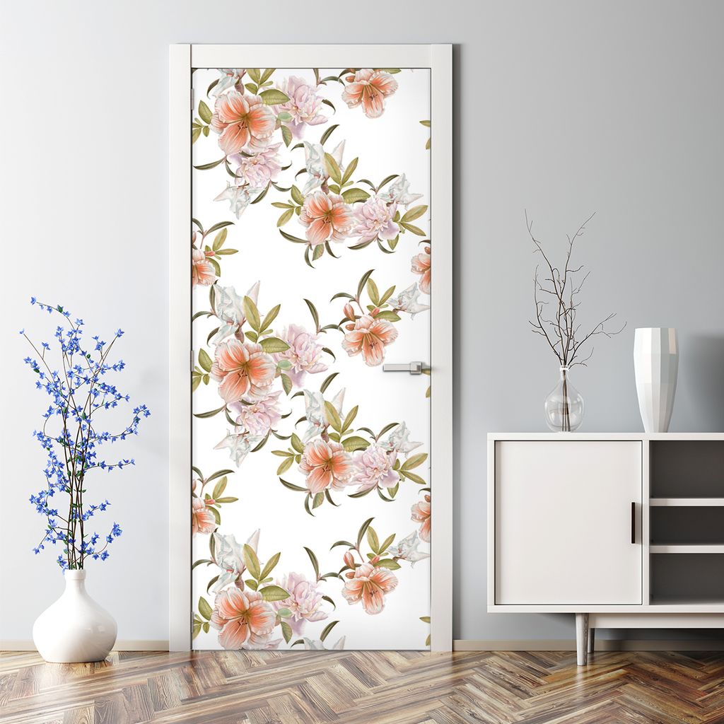Dekorative Aufkleber selbstklebend Klebefolie Türaufkleber Türposter Tropische Blumen 70 x 200 cm