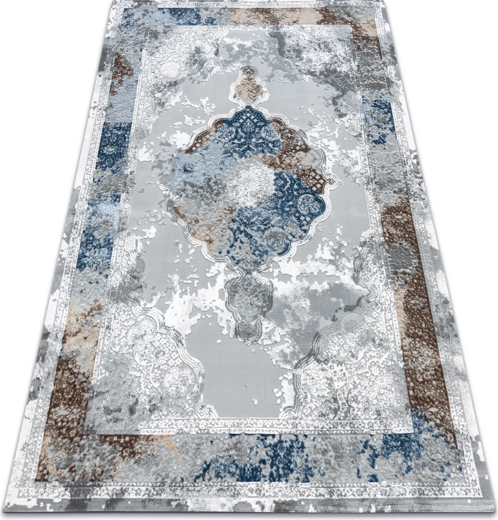 Tapis en acrylique gris VALS 09987A au motif rosette 80x100 cm chic