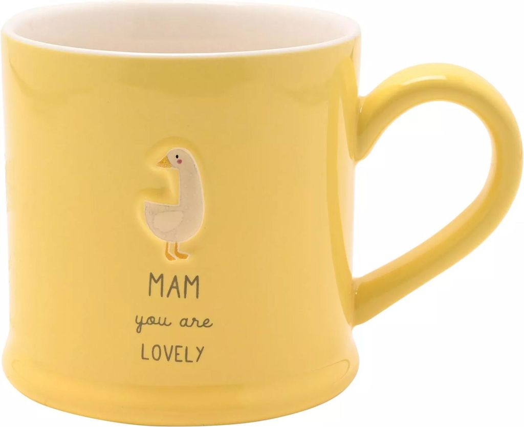 Celebrations - "Love Life Mam You Are Lovely" Kaffeebecher, Geprägt WD3314 (Einheitsgröße) (Gelb)