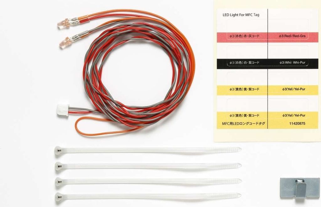 Tamiya 56549 MFC-LED Rot Ø3mm (1) 2LED L:1100mm LKW Beleuchtung Truck Set