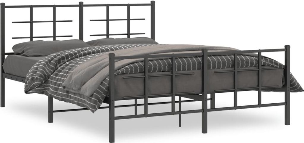 Maison Exclusive - Bettgestell mit Kopf- und Fußteil Metall Schwarz 150x200 cm