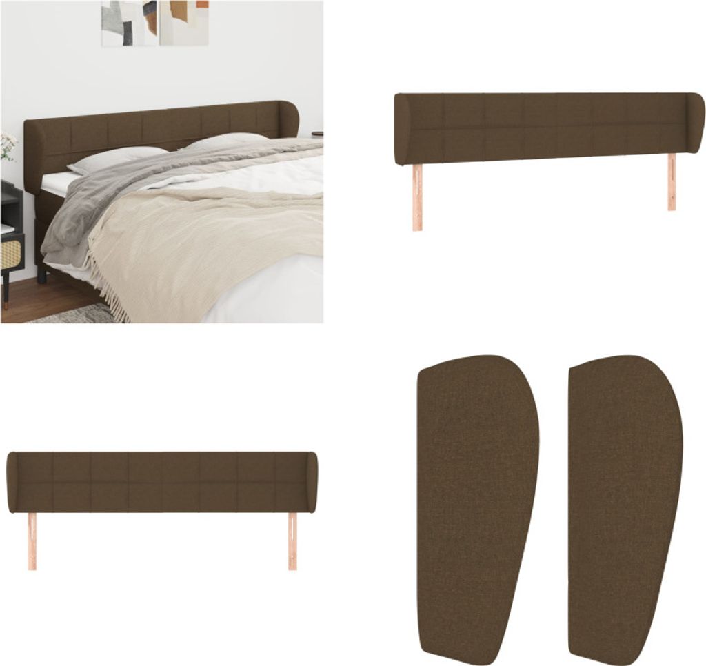 vidaXL Kopfteil mit Ohren Dunkelbraun 163x23x78/88 cm Stoff - Kopfteil - Kopfteile - Bett-Kopfteil - Bettkopfteil