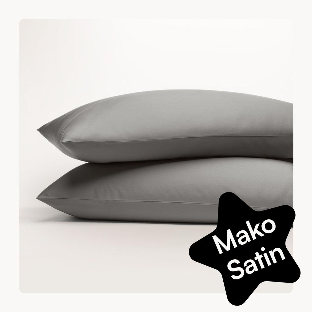 Satin-Kissenbezug 70 x 90 cm, dunkelgrau (2er-Set), 100 % Baumwolle, weich und atmungsaktiv, Fairtrade-/-, mit Reißverschluss, Kissenbezug 70 x 90 cm