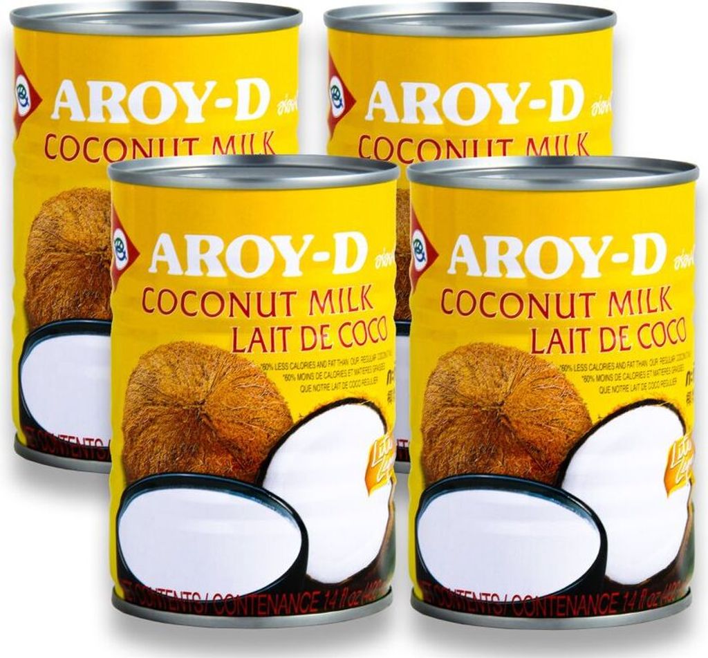 [ 4x 400ml ] AROY-D Kokosmilch LITE Kokosnussmilch Produktbild 