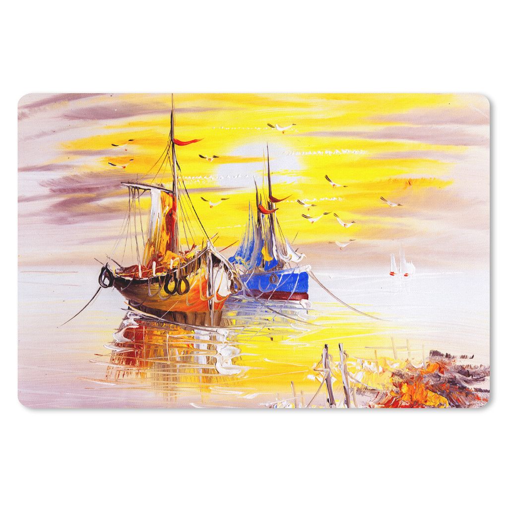 MuchoWow Mauspad Mousepad Malerei - Boot - Wasser - Ölfarbe 27x18 cm - Mousepads - Maus Mat - Pad - Mausunterlage - Büroartikel - Desk Matten