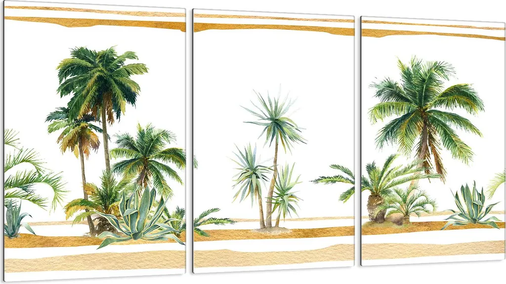 Copri Piano Cottura 3 Pezzi 30x52 Vetro Temperato Palme Spiaggia