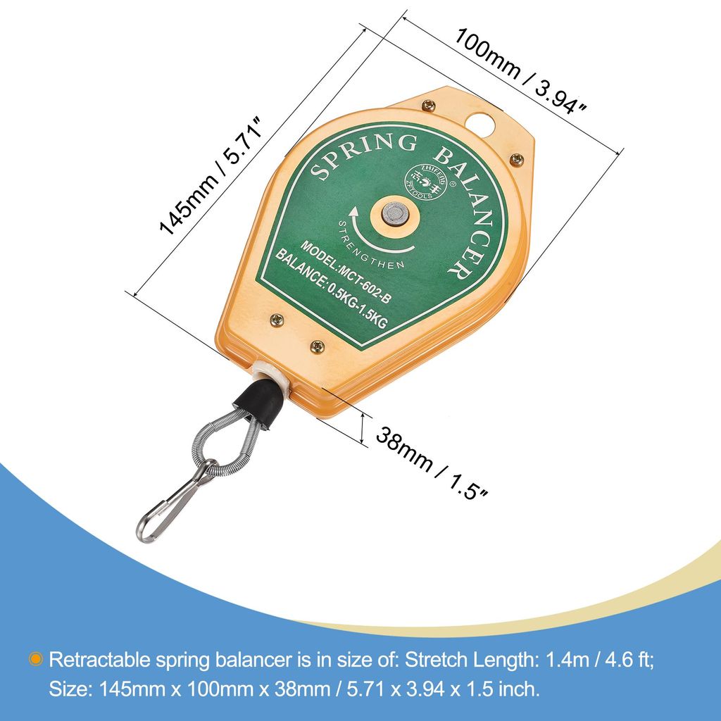Einziehbar Federzug Werkzeughalter Aufh?ngevorrichtung 1.1-3.3lbs (0.5-1.5kg) 1.4 Meter Dehnungsl?nge fš¹r Flie?band mit Montagezubeh?r