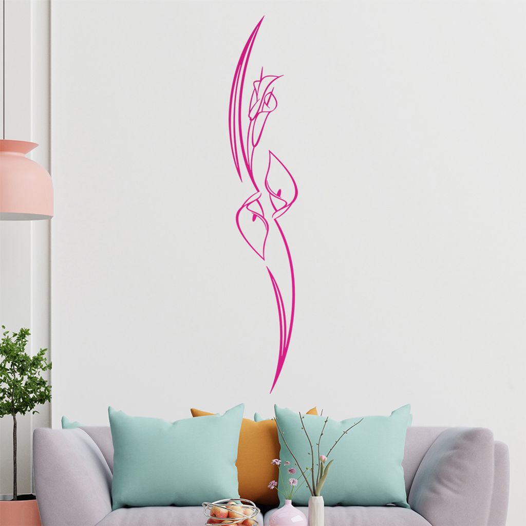 Lilien - Linien Wandtattoo in 6 Größen - Wandaufkleber Wall Sticker - Dekoration, Küche, Wohnzimmer, Schlafzimmer, Badezimmer