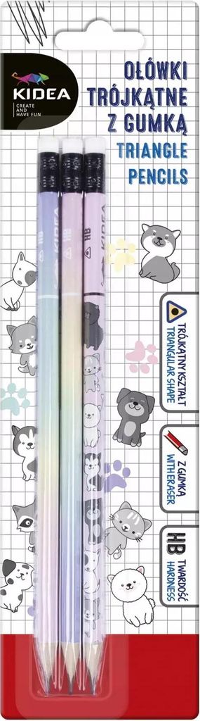 DERFORM Dreiecksbleistifte mit einem Gummiband mit einem Druck von 3 PCs. Kidea Derform auf der Blase