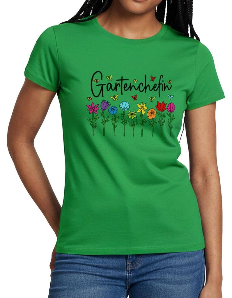 Spreadshirt Gartenchefin Garten Gartenarbeit Blumen Frauen T-Shirt, S, Kelly Green