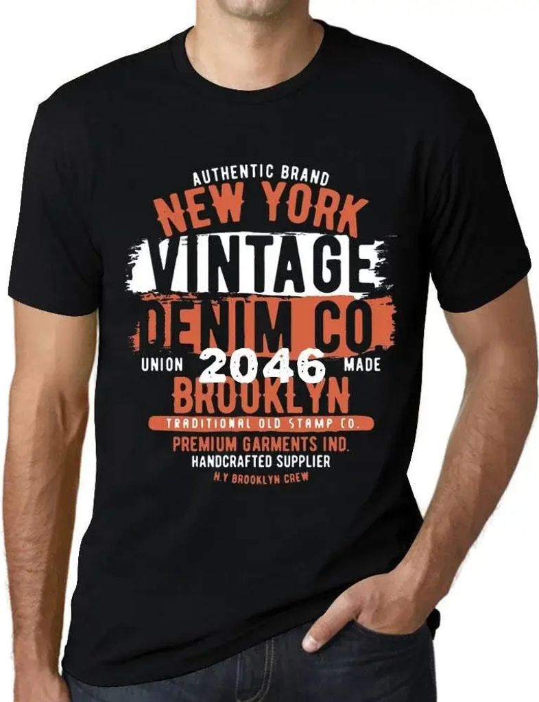 Herren Grafik T-Shirt New York im Jahr 2046 – New York 2046 – Öko-Verantwortlich Vintage Jahrgang Kurzarm Lustige Druck Geburtstag Geschenk