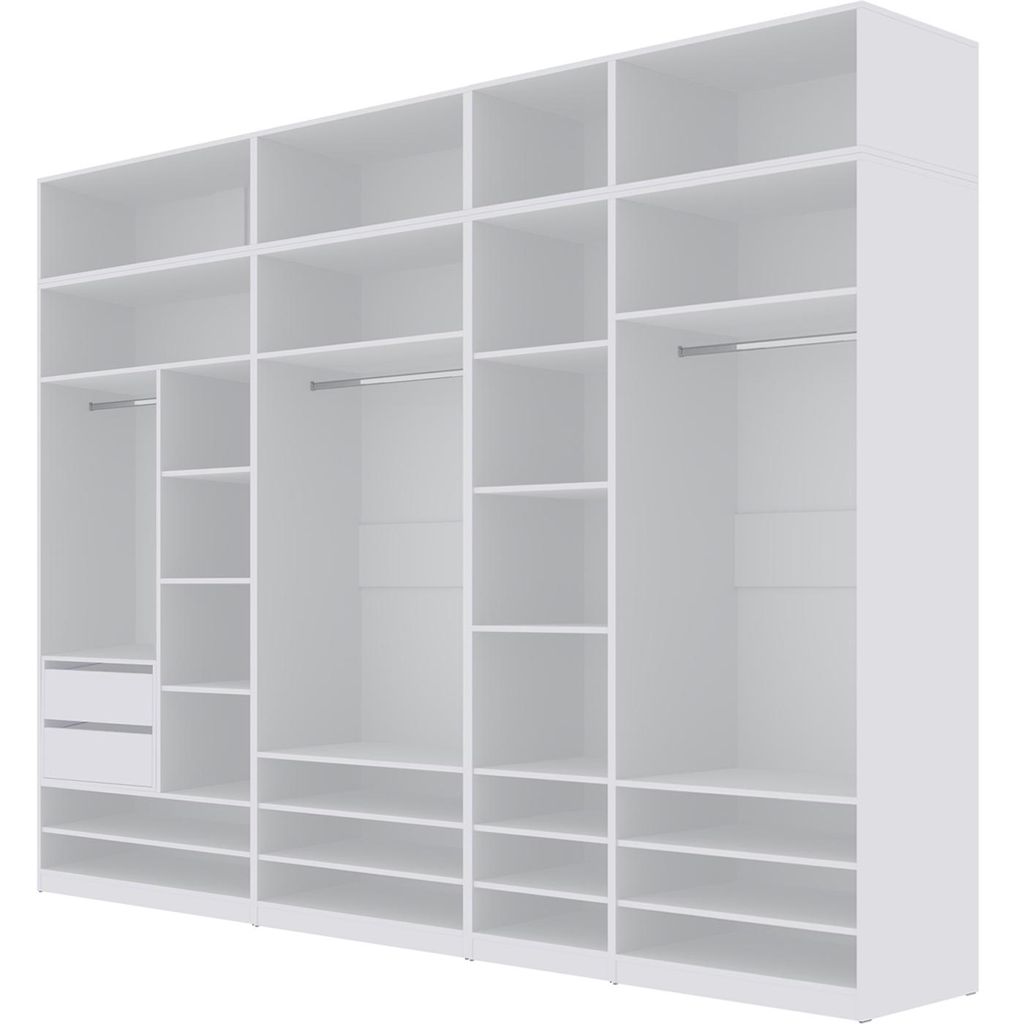 Marmex Möbel TRES Q/N Weiß Garderobenschrank mit Aufsätzen 300x246x51cm