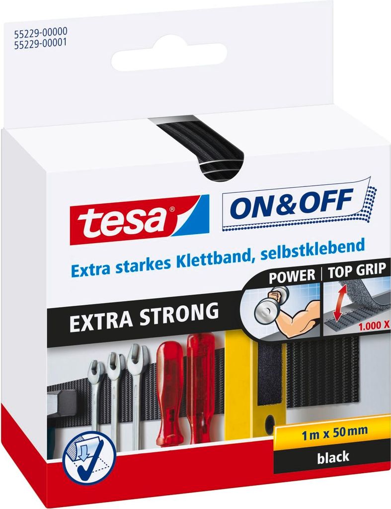 tesa ON & OFF Extra Strong Klettband selbstklebend Klett Produktbild 