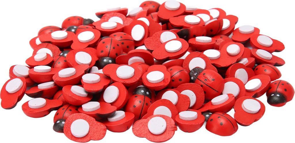 100pcs hölzerne Marienkäferaufkleber Selbstkleber DIY Mini -Formaufkleber für Home Wanddekoration