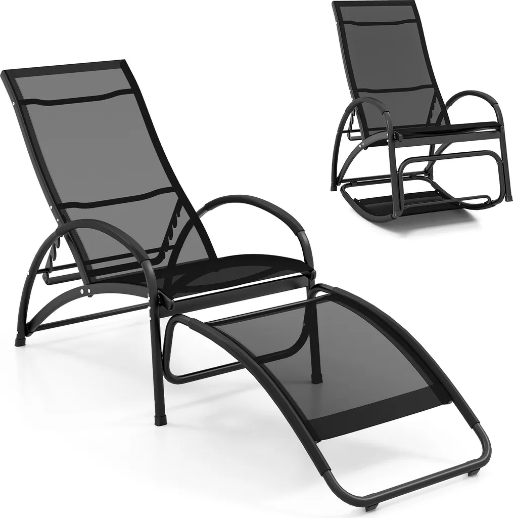 Sedia a Dondolo COSTWAY 2in1 | Lettino da Esterno Ergonomico