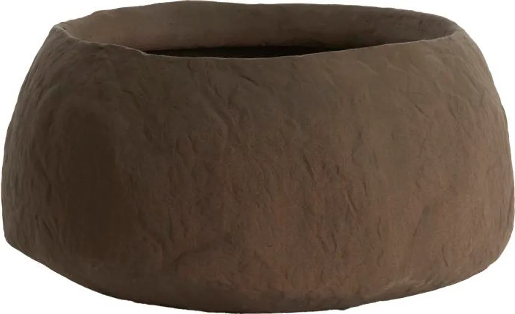 Vase TINGRI en Pierre Brun Ø39x21 cm - Objet Déco Artisanale Unique