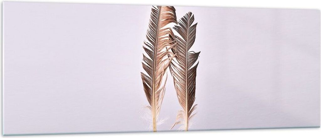 Bilder auf glas - Einteilig - Zwei Federn Flieder - 140x50cm - Glasbilder - Wandbilder - Bilder - zum Aufhängen bereit - Wanddekoration aus Glas -...